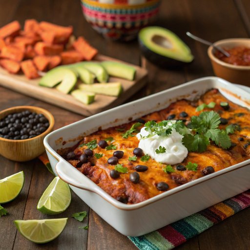 Thumbnail for Sweet Potato and Black Bean Enchilada Casserole