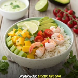 Shrimp Mango Avocado Rice Bowl