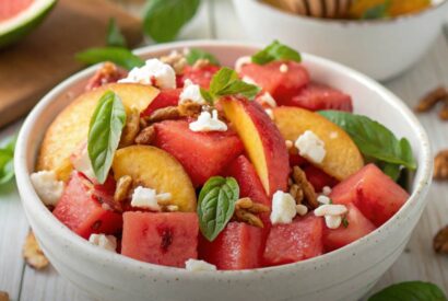 Thumbnail for Watermelon Peach Salad Recipe