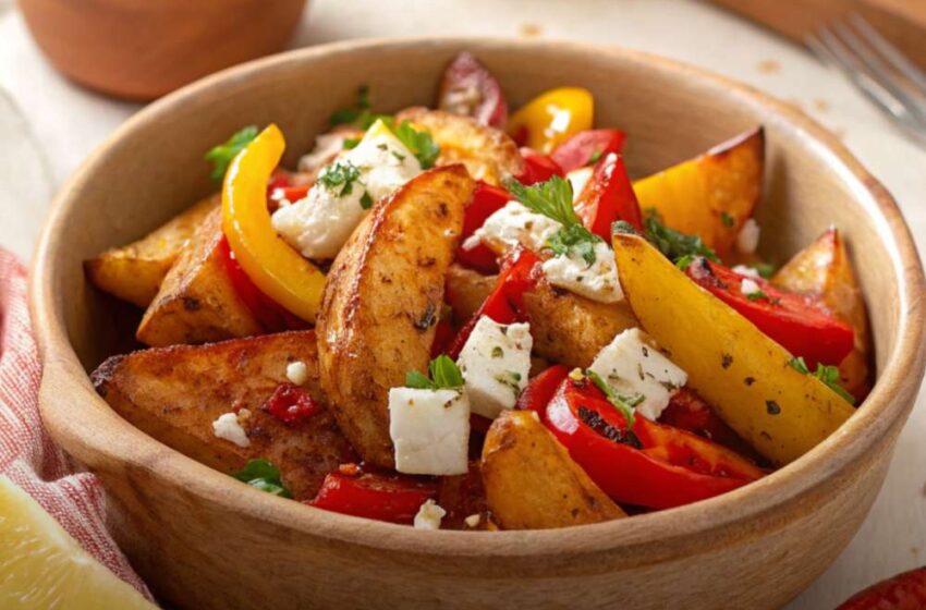 Greek Roasted Potatoes With Peppers and Feta