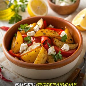 Greek Roasted Potatoes With Peppers and Feta