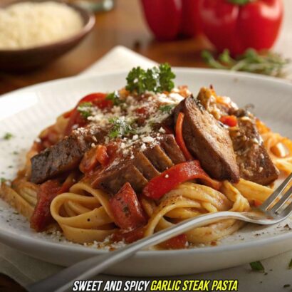 Sweet and Spicy Garlic Steak Pasta Recipe