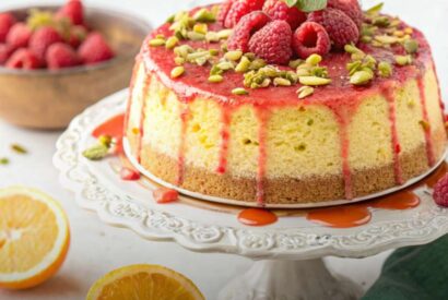Thumbnail for Raspberry Orange Pistachio Ricotta Cake Recipe