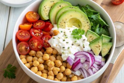 Thumbnail for Cottage Cheese and Chickpea Salad Bowl
