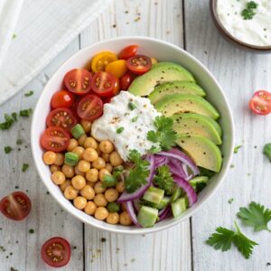 Cottage Cheese and Chickpea Salad Bowl