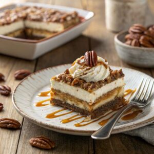 Pecan Pie Lasagna with Vanilla Wafers