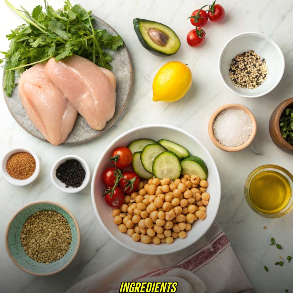 Ingredients for Sesame Chicken and Chickpea Salad