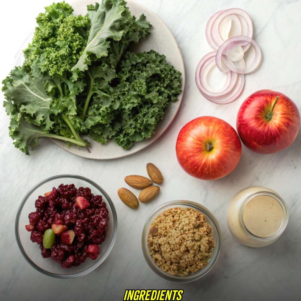 Ingredients for Cranberry Apple Quinoa Kale Salad