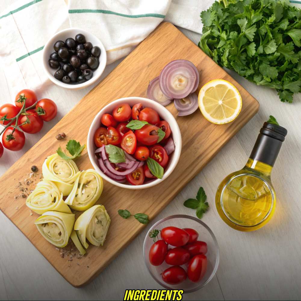 Ingredients for Tuscan Artichoke Tomato Salad Recipe