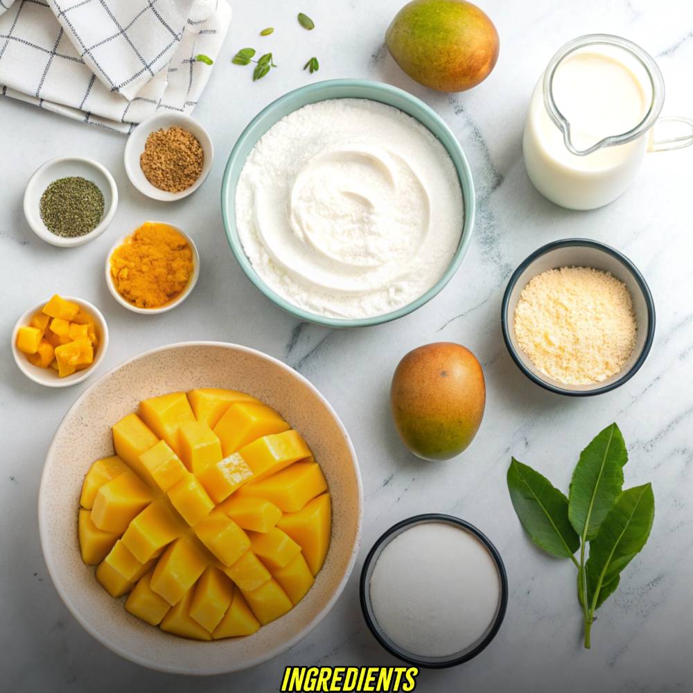 Ingredients for Mango Lassi Tres Leches Cake