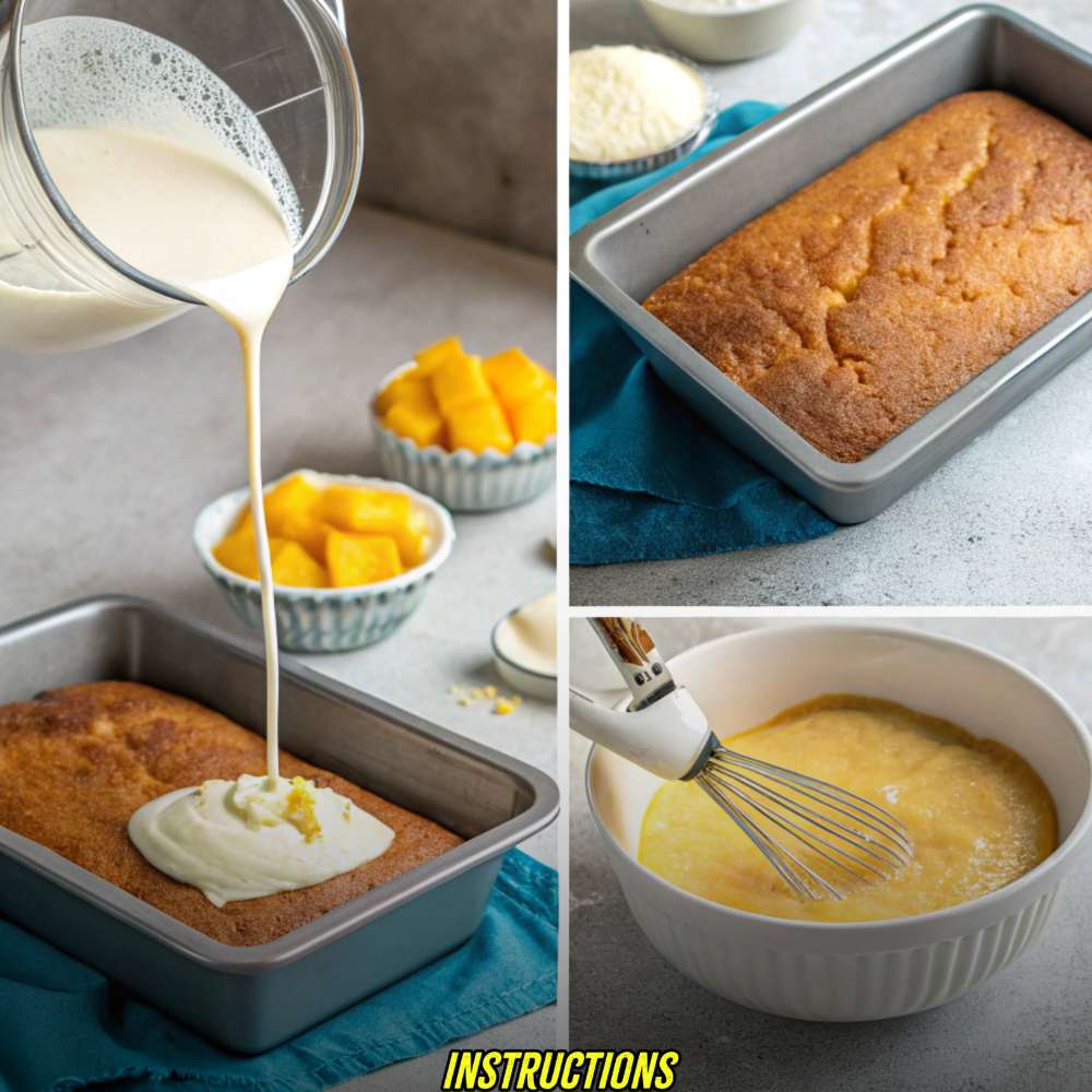 Instructions for Mango Lassi Tres Leches Cake