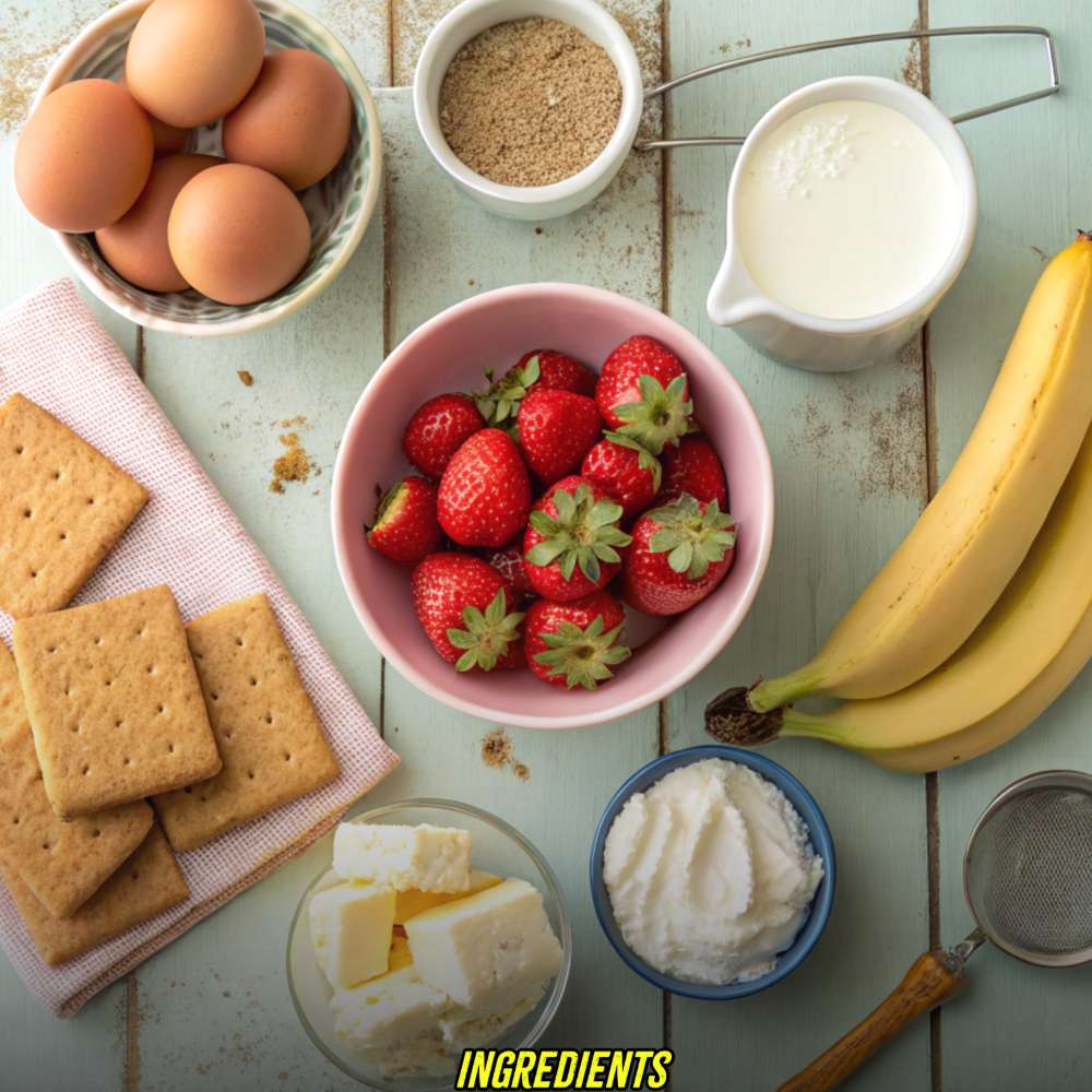 Ingredients for Strawberry Banana Pudding Cheesecake Recipe