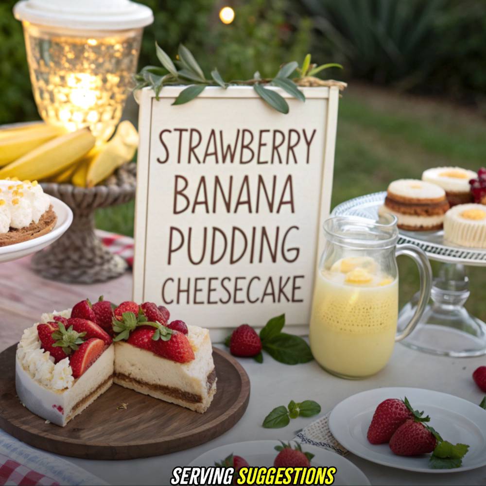 Serving Suggestions with Strawberry Banana Pudding Cheesecake