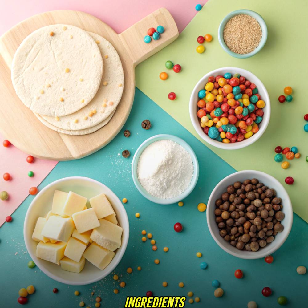 Ingredients for Fruity Pebbles Cheesecake Tacos