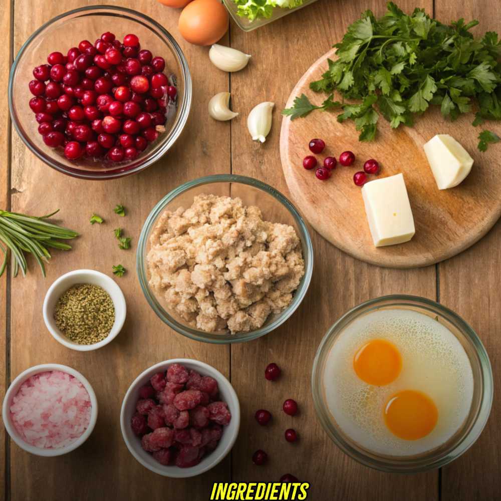 Ingredients for Cranberry Turkey Stuffing Balls