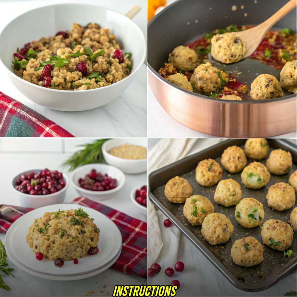 Instructions for Cranberry Turkey Stuffing Balls