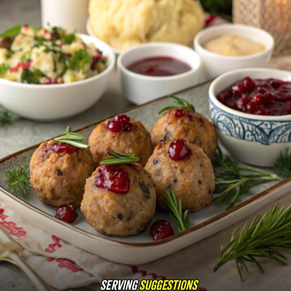 Serving Suggestions with Cranberry Turkey Stuffing Balls
