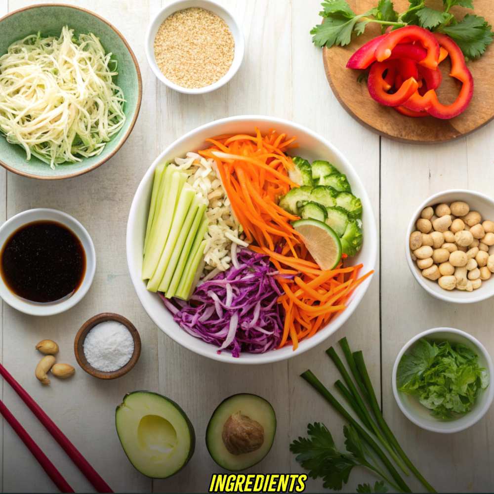 Ingredients for Cashew Crunch Salad with Sesame Dressing