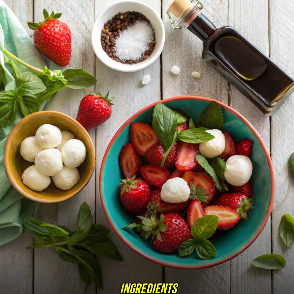 Ingredients for Balsamic Strawberry Caprese Salad