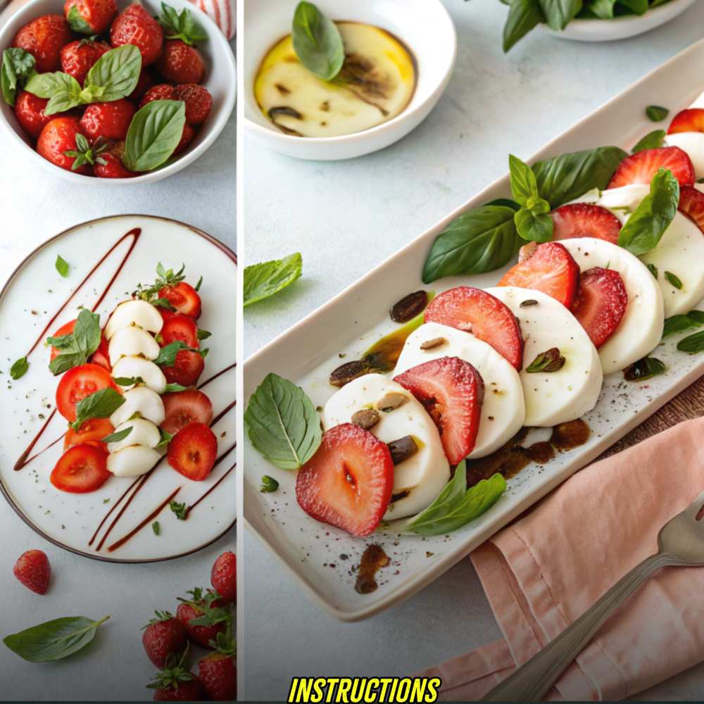 Instructions for Balsamic Strawberry Caprese Salad
