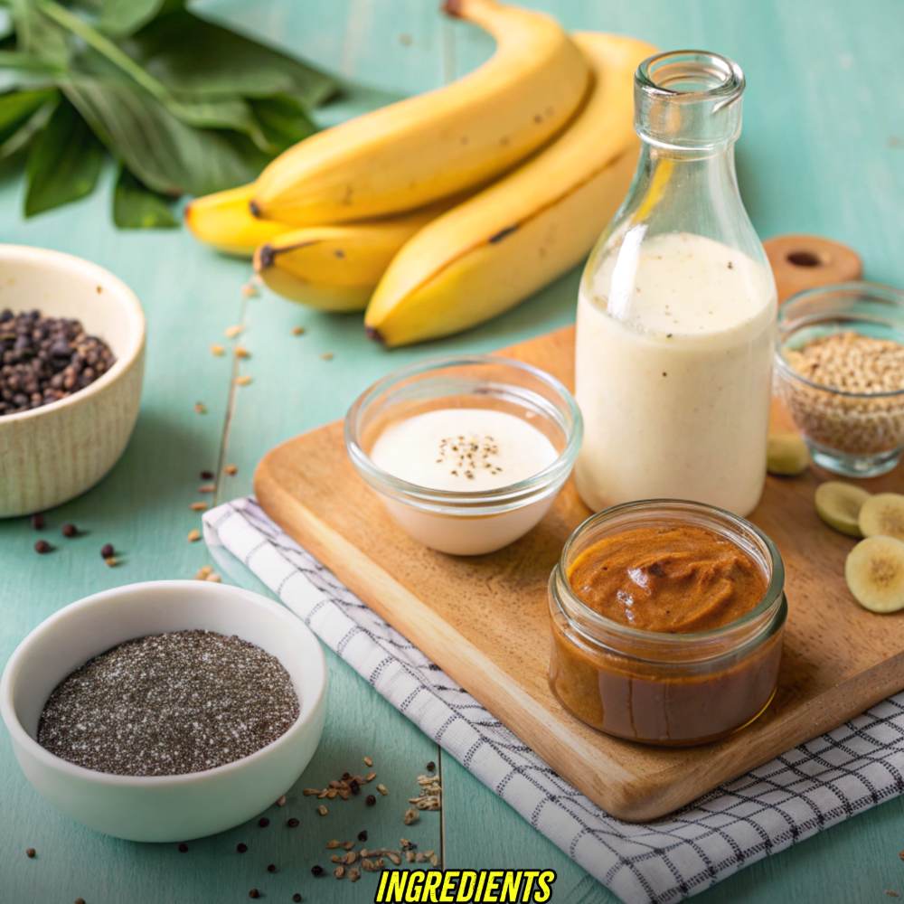 Ingredients for Peanut Butter Banana Chia Pudding