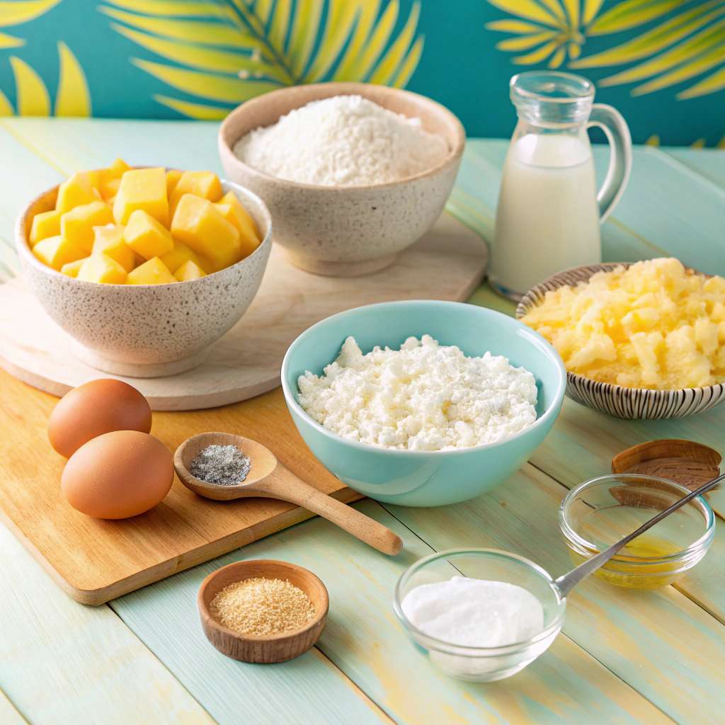 Ingredients for Coconut and Pineapple Cottage Cheese Muffins