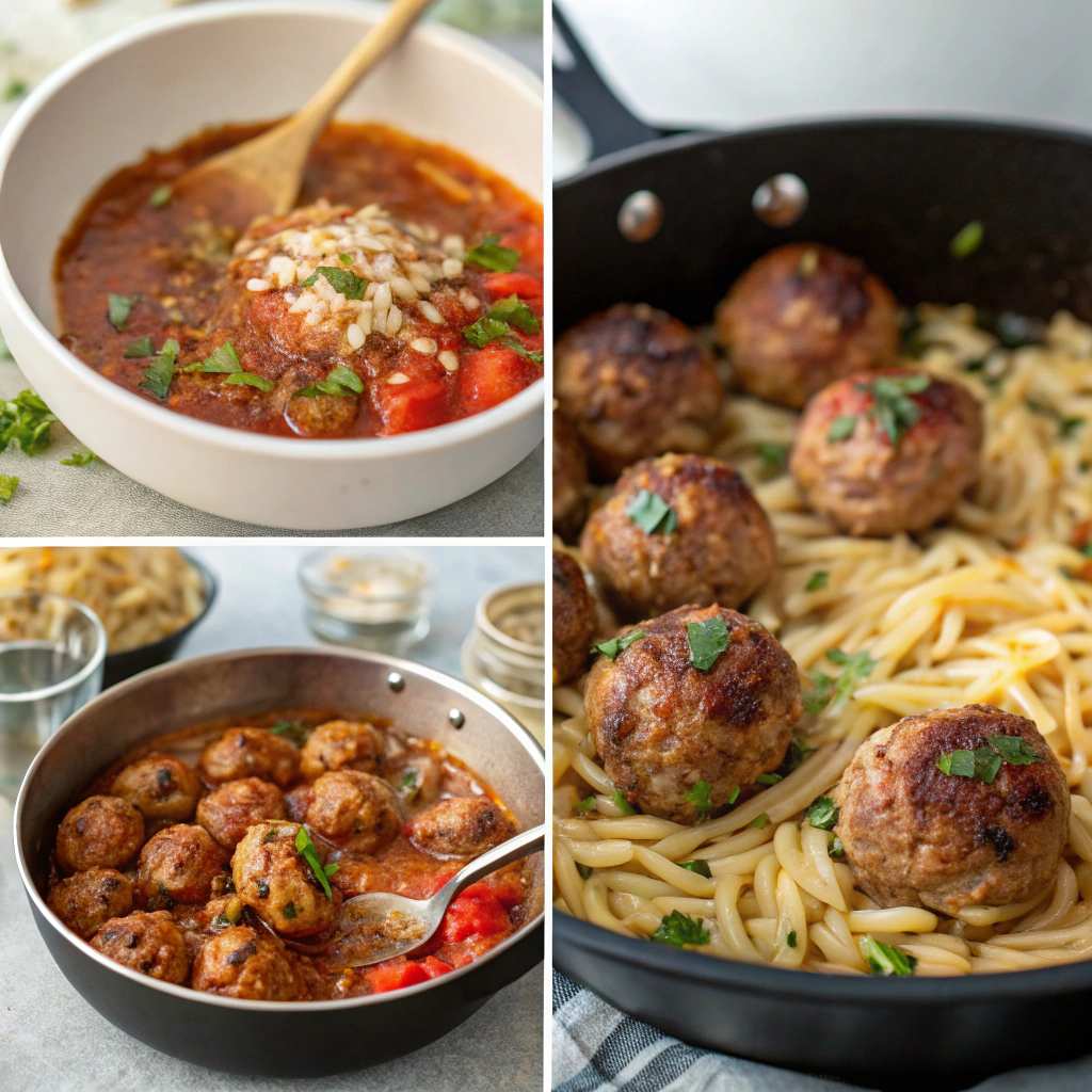 Instructions with Greek Chicken Meatballs with Lemon Orzo