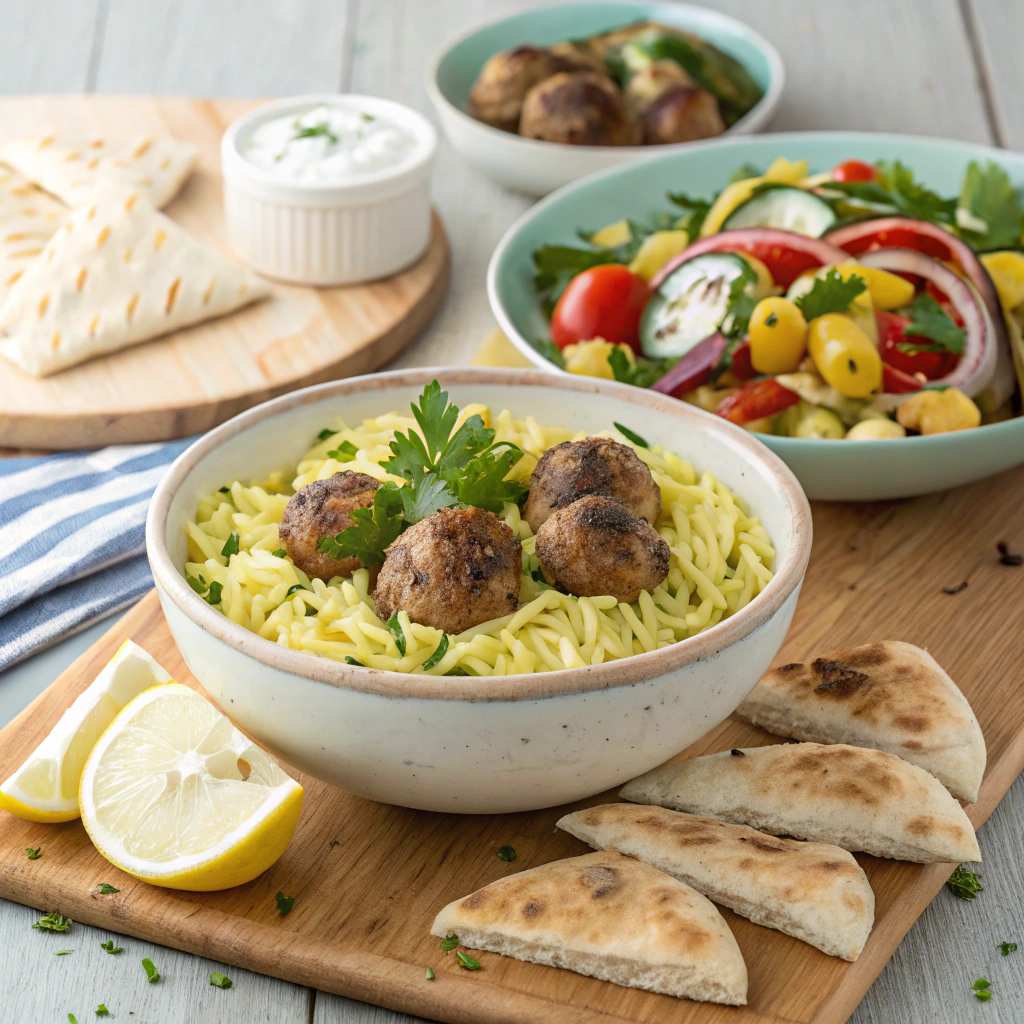 Serving Suggestions with Greek Chicken Meatballs with Lemon Orzo