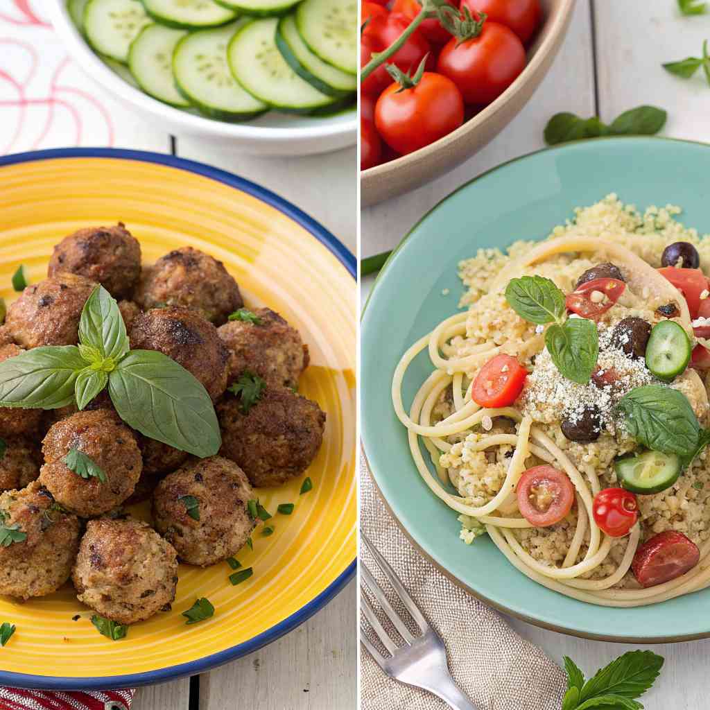 Greek Chicken Meatballs with Lemon Orzo Variations